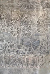Basreliefs in der südlichen Galerie von Angkor Wat, Kambodscha