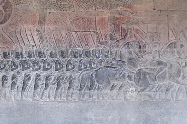 Basreliefs in der südlichen Galerie von Angkor Wat, Kambodscha