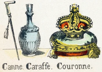 C - Stock Karaffe Krone - Alphabet - Kinderunterhaltung - Image Epinal, populäre Serie ca. 1890