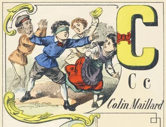 C : Blindekuh - Spiele-Alphabet, ca. 1890 (Illustration)