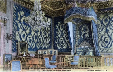 Schloss Fontainebleau: Schlafzimmer von Königin Marie Antoinette (1755-1793) - Postkarte Ende 19. Anfang 20. Jahrhundert