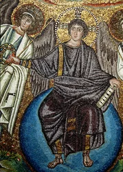 Christus und Engel, Detail von oberhalb der Apsis, 6. Jahrhundert