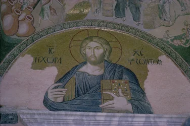 Christus in Majestät, Mosaik über der Tür des Narthex der byzantinischen Kirche St. Saviour in Chora