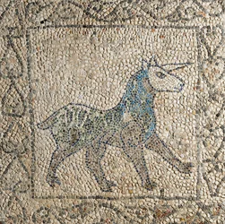 Vierte Kreuzzug, Fragmente von Mosaikböden mit Einhorn