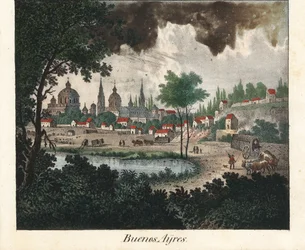 Stadtansicht Buenos Aires (Argentinien). Lithografie für das Buch: „Galerie complète en tableaux fidèles des peuples d