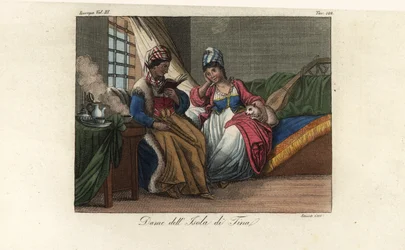 Kostüm der Frauen der Insel Tino, Italien