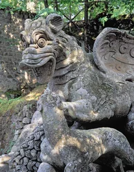 Drache greift Löwen an (Detail), Skulptur aus den Gärten des Parco dei Mostri (Monsterpark), angelegt zwischen 1550-63 vom Herzog von Orsini, nach Entwürfen von Giacomo Barozzi da Vignola (1507-73)