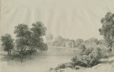 Elford Halle und Pfarrhaus: Lithografie, undatiert [?19. Jh.]