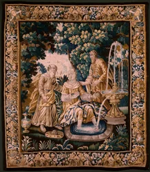 Flämischer Wandteppich. Susanna und die Ältesten. Atelier von Oudenaarde