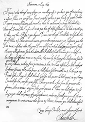 Freundlicher Brief von Karl I. an seinen Neffen, Prinz Maurice, geschrieben in Newtown, Powys, Wales, 20. September