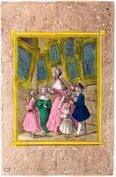 Frontispiz von "Abecedaire du musee des petits enfans ou Choix de sujets representant des qualites a imiter et des defauts a eviter".1830 (Druck)