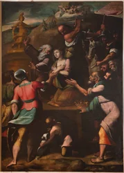Genua, Duomo (St. Laurentius-Kathedrale), innen, Baptisterium (ehemals Kirche St. Johannes der Alte): "Martyrium der hl. Katharina", von Cesare und Alessandro Semino