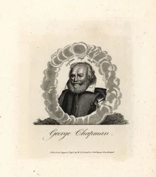 George Chapman, englischer Dramatiker, Übersetzer und Dichter, gestorben 1634. Kupferstich aus William Richards