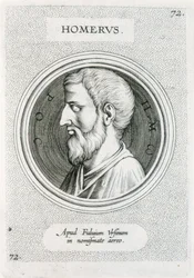 HOMER (9. Jahrhundert v. Chr.). Griechischer Schriftsteller (Stich)