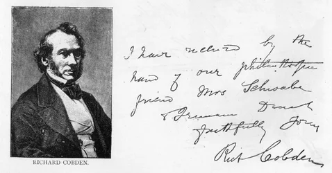 Handschrift und Unterschrift von Richard Cobden