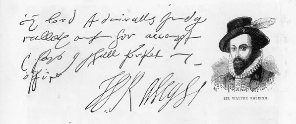 Handschrift und Unterschrift von Sir Walter Raleigh