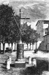 Geschichte des antiken Rom. Orden der Minderbrüder Kapuziner über dem Barberini-Platz in Rom das Kreuz Christi