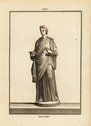 Hygieia, griechische und römische Göttin der Gesundheit und Sauberkeit, Tochter des Gottes der Medizin Asklepios