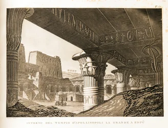 Innere Ansicht des Tempels von Apollinopolis in Edfu, Ägypten - Illustration aus dem Atlas von Ägypten
