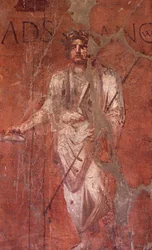 Italien: Archäologische Stätte von Pompeji am Fuße des Vesuvs: Wandfresko