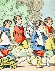 Spiel: Das kleine Auto - Kinderunterhaltungsalphabet ca. 1890 (Lithographie)