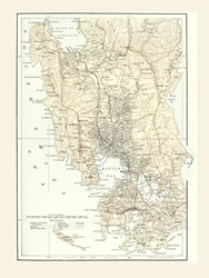 Karte von Manila, Philippinen und dem Kriegsschauplatz während des Spanisch-Amerikanischen Krieges von 1898