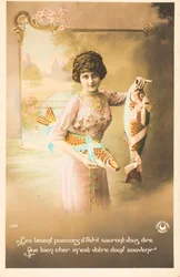Alte Postkarte April Fisch