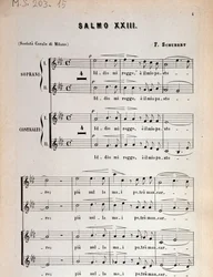 Seite der Partitur von Psalm 23, op 132, D 706 von Franz Schubert