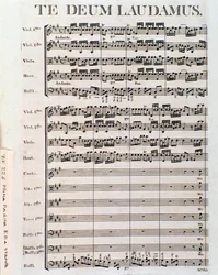 Seite der Partitur von Te Deum von G. F. Händel