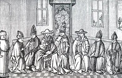 Peter der Einsiedler, Papst Urban II. und Simeon Patriarch von Jerusalem