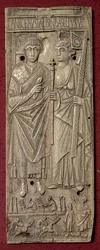 Plakette, die Basiliscus, Kaiser des Ostens (gest. 478) mit einem Wagenrennen darunter darstellt, Römisch, 480 n. Chr.