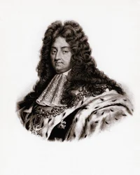 Porträt des Königs von Frankreich Ludwig XIV (1638-1715) Gravur des 19. Jahrhunderts
