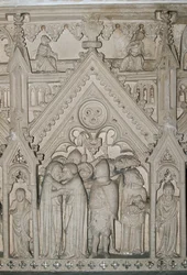 Portugal, Region Estremadura, Bezirk Leiria, Alcobaca, Kloster St. Maria, Detail des Grabes von Ines de Castro (1320-1355)