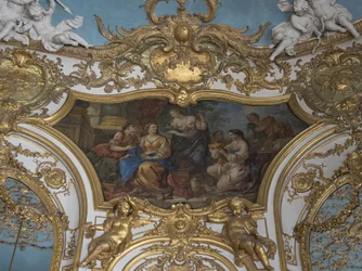 Psyche zeigt seinen Schätzen seinen Schwestern. Gemälde von Charles Joseph Natoire (1700-1777)