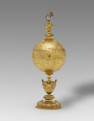 Seltene kontinentale Globustasse, Norddeutsch oder Flämisch, ca. 1600