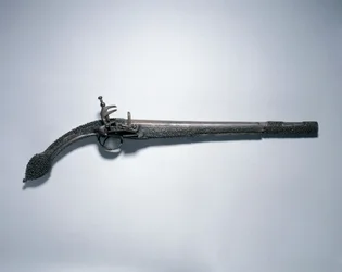 Miqueletschloss-Pistole mit „Rattenschwanz“, Balkan, spätes 18. bis frühes 19. Jahrhundert