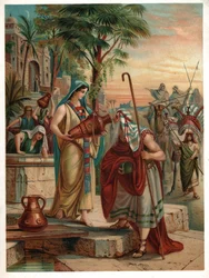Rebekka am Brunnen (Lithographie, ca. 1900)