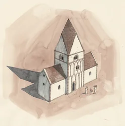 Rekonstruktionszeichnung der St. Peter