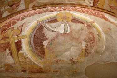 Abteikirche Saint-Savin-sur-Gartempe, Malerei im westlichen Vorbau: Christus in Herrlichkeit, Saint-Savin, Frankreich
