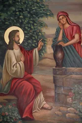 Saint Anthony koptische Kirche Gemälde: Jesus und die Samariterin, Jerusalem, Israel