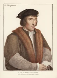 Sir John Godsalve, aus Norwich, Norfolk, englischer Politiker (gest. 1556). Handkolorierter Kupferstich von Francis Bartolozzi nach Hans Holbein aus Facsimiles of Original Drawings by Hans Holbein, Hamilton, Adams, London