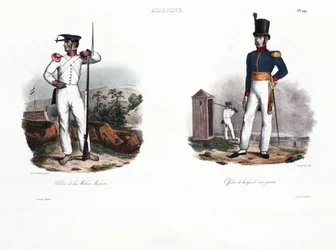 Soldat der malaiischen Miliz und europäischer Offizier, Ambon