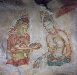 Sri Lanka, Fresken der Felsenfestung aus dem 5. Jahrhundert, Sigiriya