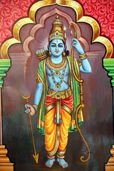 Sri Vadapathira Kaliamman Hindu-Tempel. Avatar von Vishnu. Lord Rama, 7. Inkarnation. Singapur