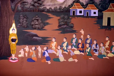 Das Leben des Buddha, Wandfresko, Wat Botum Tempel, Phnom Penh, 2022