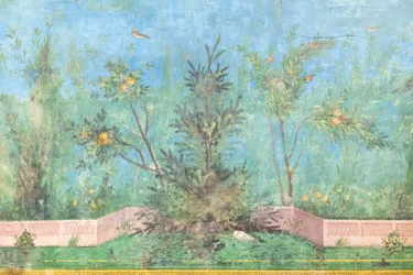 Triklinium im Haus der Livia, Fresko, 20 - 10 v. Chr., Nationalmuseum Rom (Museo Nazionale Romano), Rom, Italien