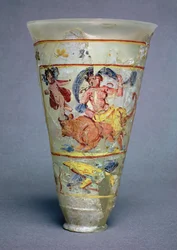 Vase mit gemalter Dekoration, die Europa und den Stier darstellt, römisch