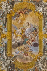 Ansicht der Decke, Kirche von Nunziatina, Todi, Umbrien, Italien