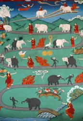 Weiße Elefantengeschichte im Kopan-Kloster, Kathmandu, Nepal