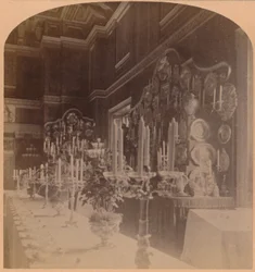 Goldgeschirr der königlichen Familie, Speisesaal, Windsor Castle, England, 1900